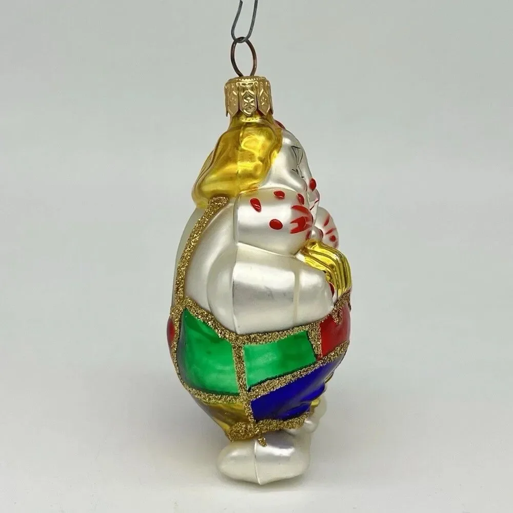 Kurt Adler Polonaise Komozja Hand Blown Glass Clown Accordion Ornament Poland